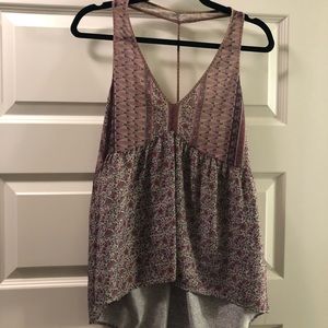 Rozae flowy boho silk tank - m